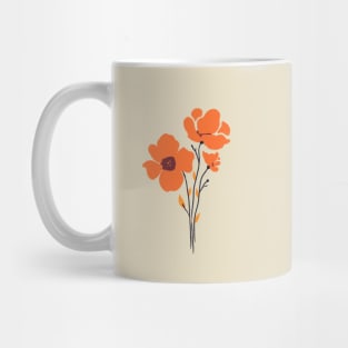 Orange Poppies || Minimal Flowers Mug